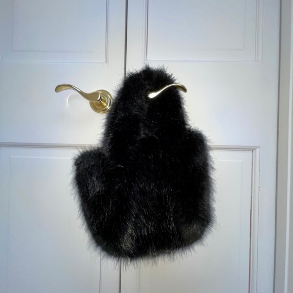 J Crew Mini Black Faux Shearling Tote - Picture 9 of 14